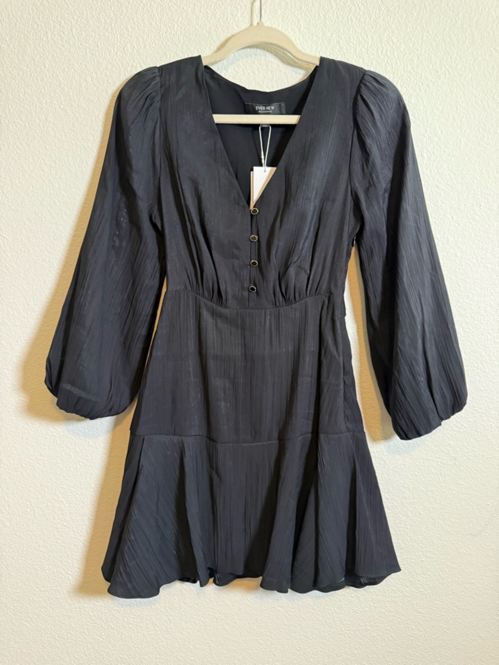 Ever New Danica Mini Dress Puff Sleeve Fit &Flare Feminine Chic Date Night 2 NWT